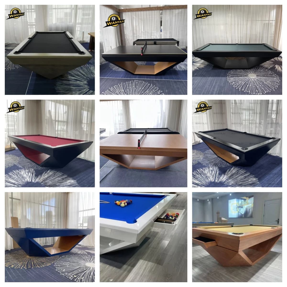 Table de jeu moderne pour la maison, style empilable en bois massif, table de billard avec tiroir de