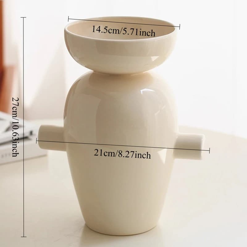 Vase en céramique Table à fleurs nordique rétro esthétique fleur bouteille pièce maîtresse Design él