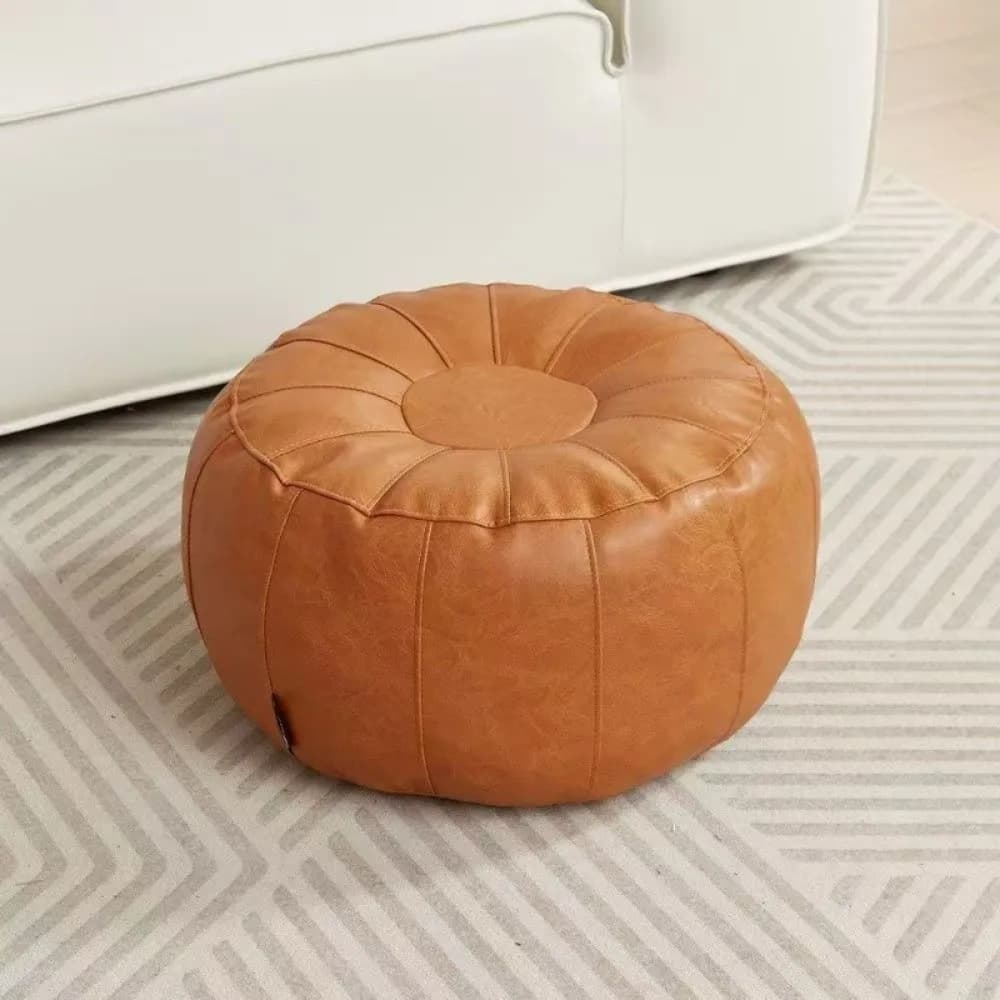 Banc de rangement en cuir PU non rembourré, besoin de combler les vêtements, Pouf de rangement rond,