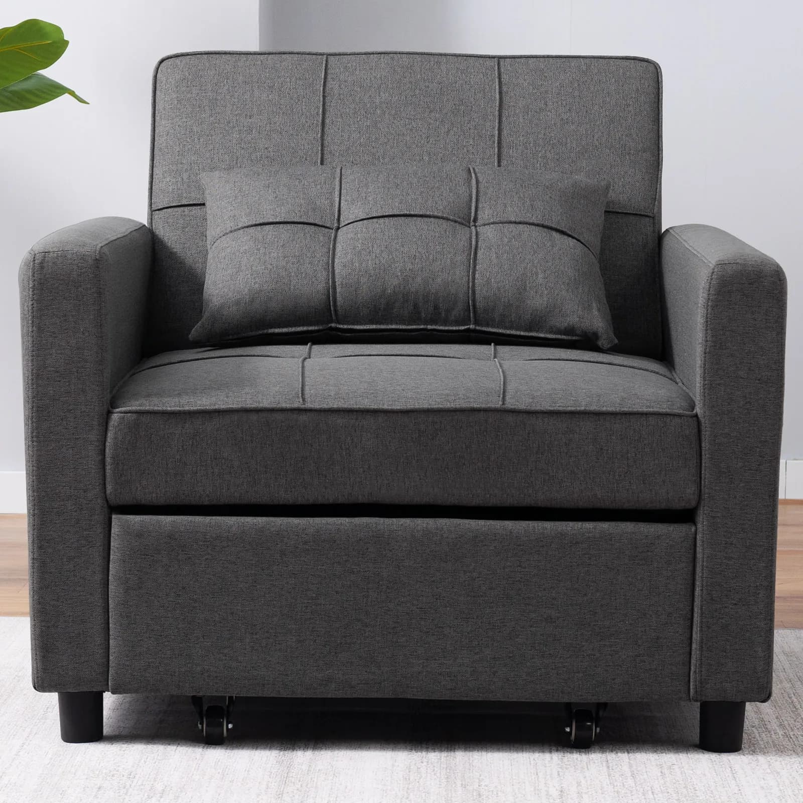 HORGgland O-Canapé-lit simple avec 3 inclinaisons réglables, fauteuil convertible, chaise longue ner