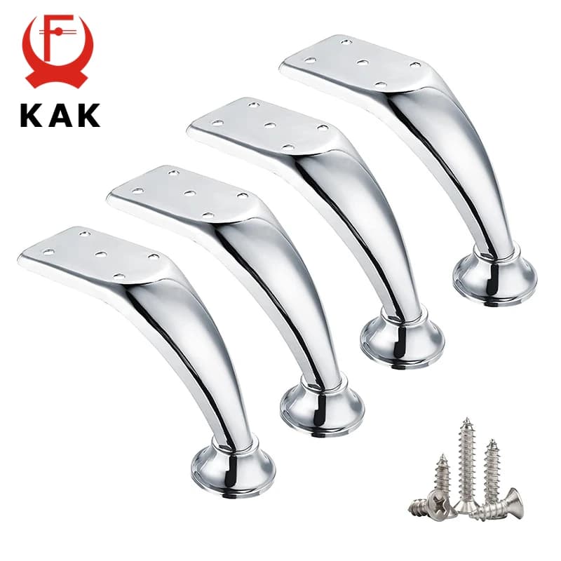 KAK-Pieds de meubles en métal chromé brillant, pieds de table, canapé-lit, remplacement de manucure,