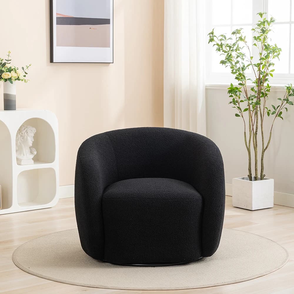 SEYNAR-Fauteuil d'Accent à Comcussion Moderne en Velours Résistant à 360, Chaise d'Appoint Ronde pou