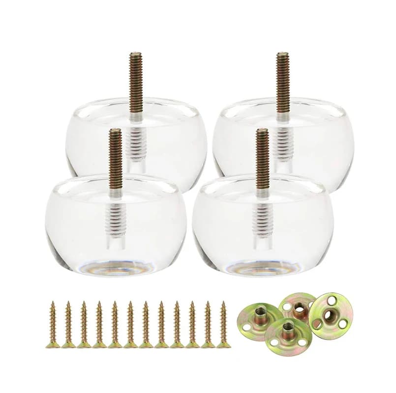Pieds de canapé en acrylique Transparent, 4 pièces, pour remplacement de tabouret, armoire, Table de