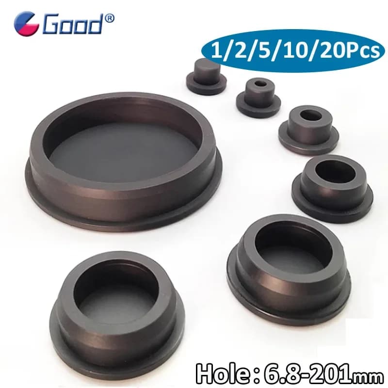 Bouchon en caoutchouc de Silicone noir avec bouchons de trous, Inserts de tubes, bouchons anti-pouss