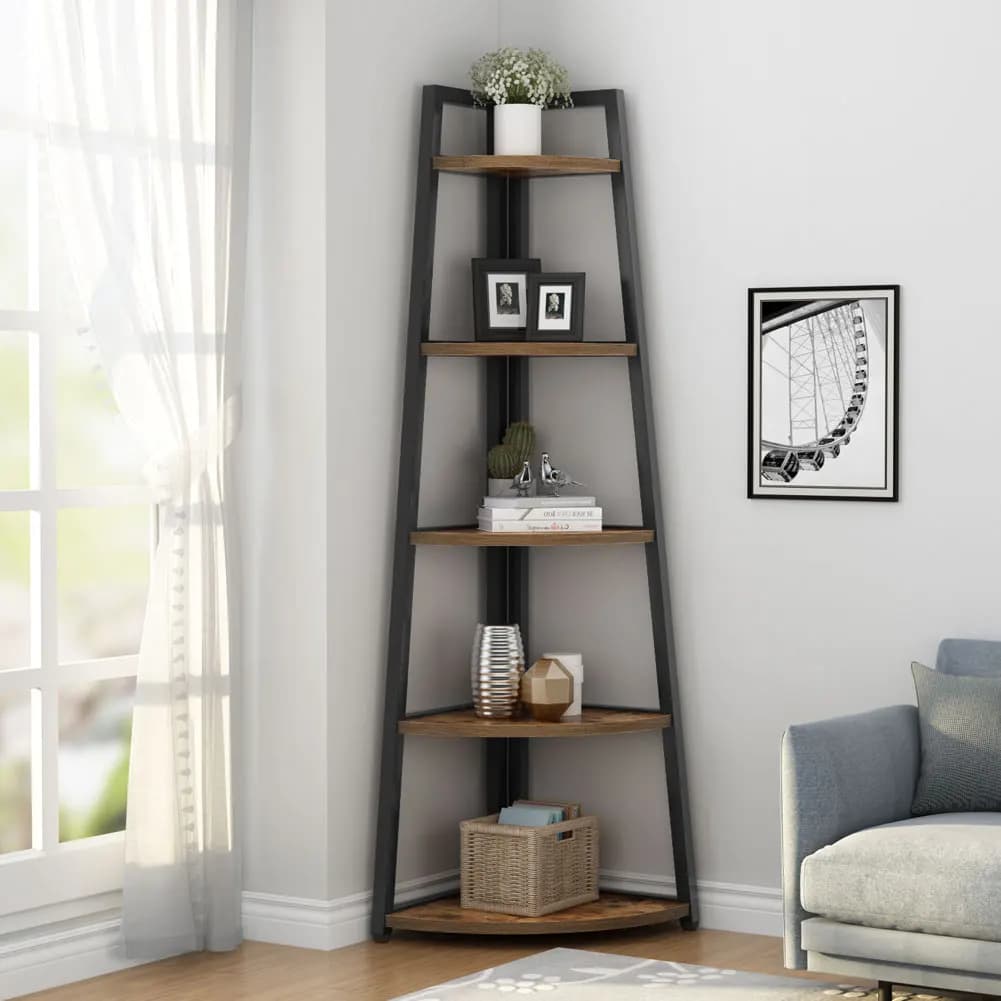 Tribesigns-Bibliothèque d'angle en bois T1, étagères de rangement