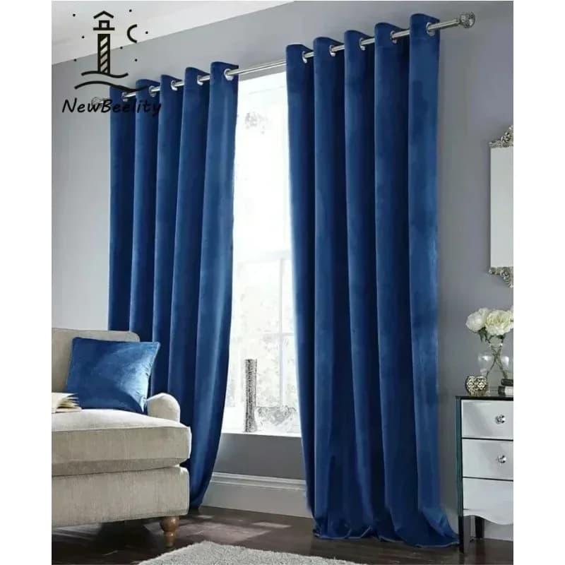 Rideaux occultants épais en velours bleu de luxe pour salon, chambre, salle à manger, villa, décorat