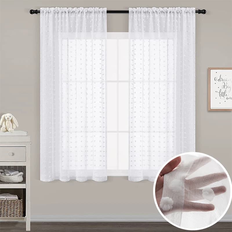 Rideaux courts blancs de style mignon pour salon, chambre, fenêtre, cuisine, salle de bain, camping-