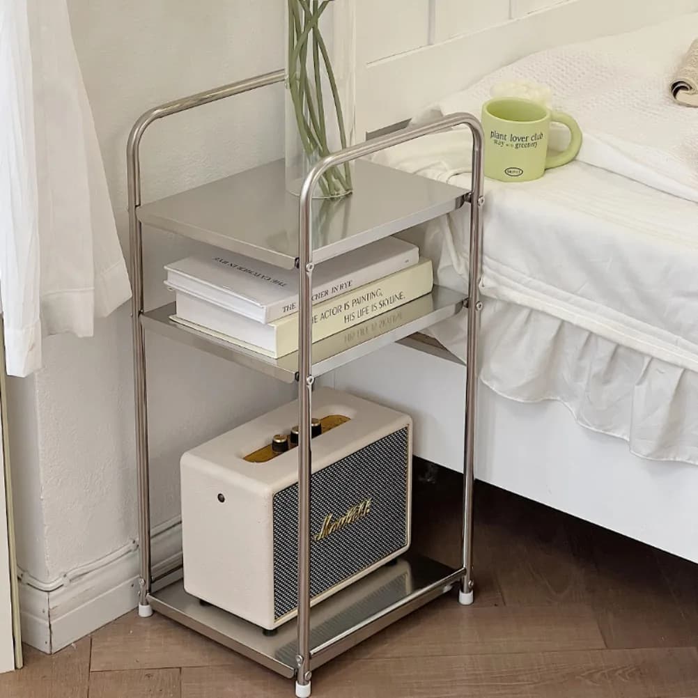 Table d'appoint de canapé moderne, Table basse en acier inoxydable, Tables d'angle de salon, support