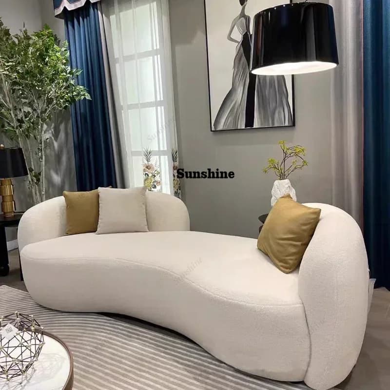Canapés-lits sectionnels de luxe minimalistes blancs pour adultes, canapés-lits en peluche, coussins