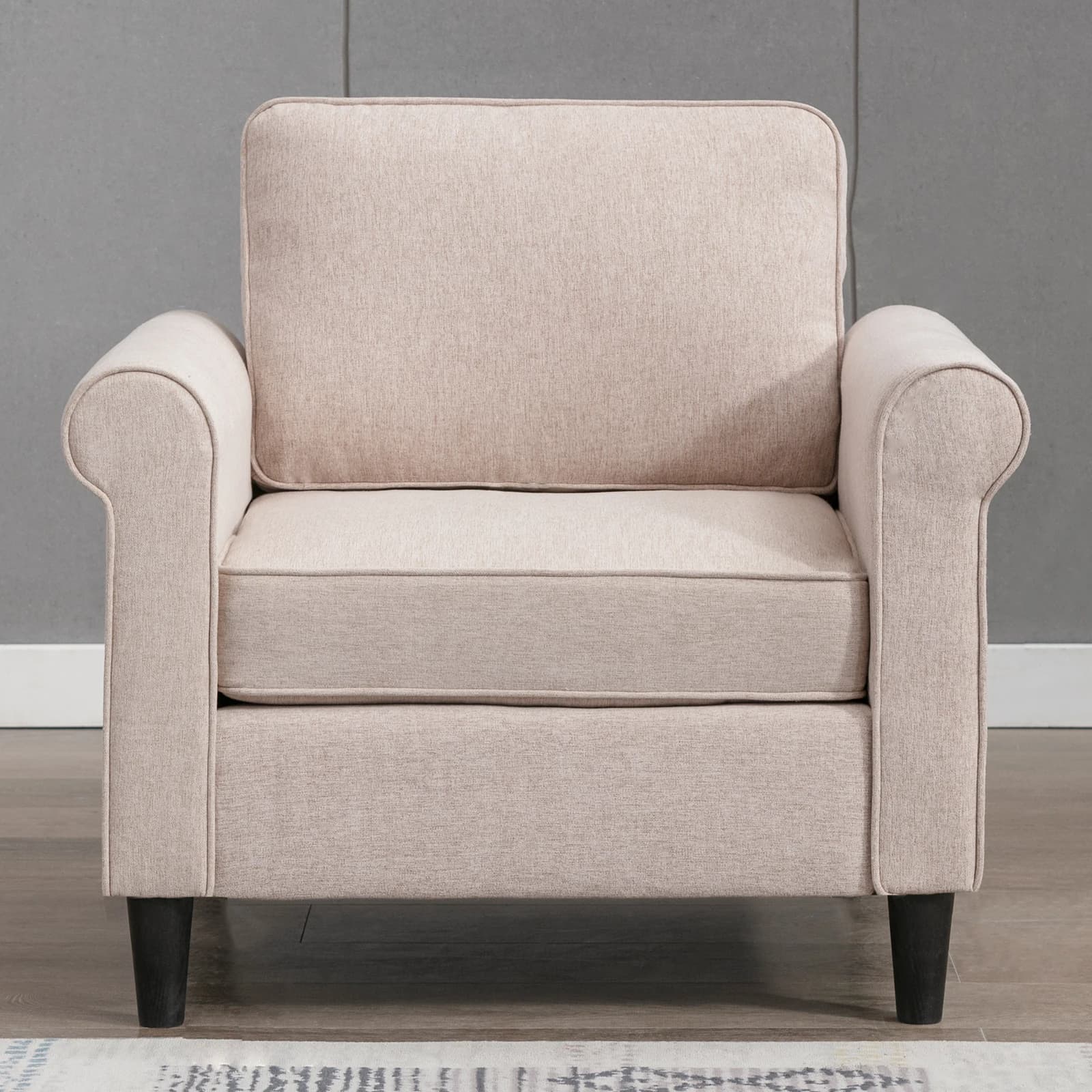 HORGgland O-Canapé simple moderne en micro-tissu avec cadre en bois, petit fauteuil à pied solutions