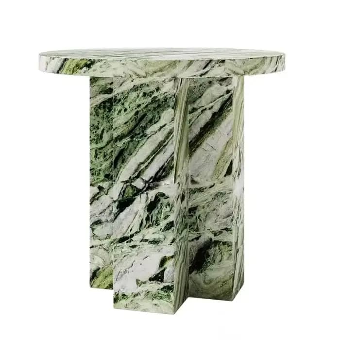 Table d'appoint étroite en pierre verte, Table d'appoint ronde, Table de chevet moderne, petite Tabl