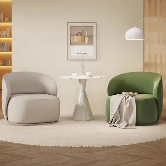 Chaise d'appoint en cuir PU, chaise de Club ronde moderne, fauteuil baril rembourré, canapé simple p