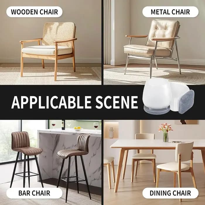 Protecteur de pieds de chaise gris, 8 pièces, couvre-pieds Diagonal gris avec coussinets en feutre é