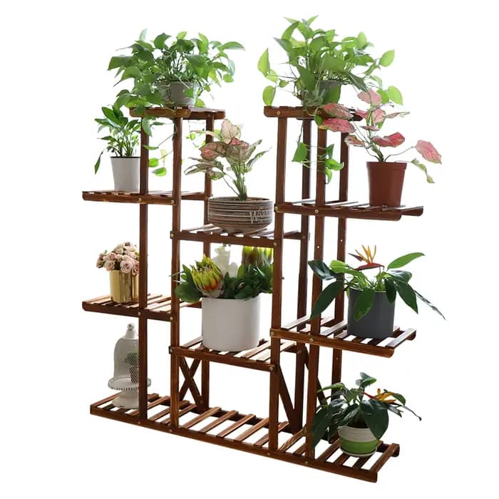 UNHO-Support à plantes à plusieurs niveaux, 46 pouces, recommandé, support à fleurs en bois T1, 16 p