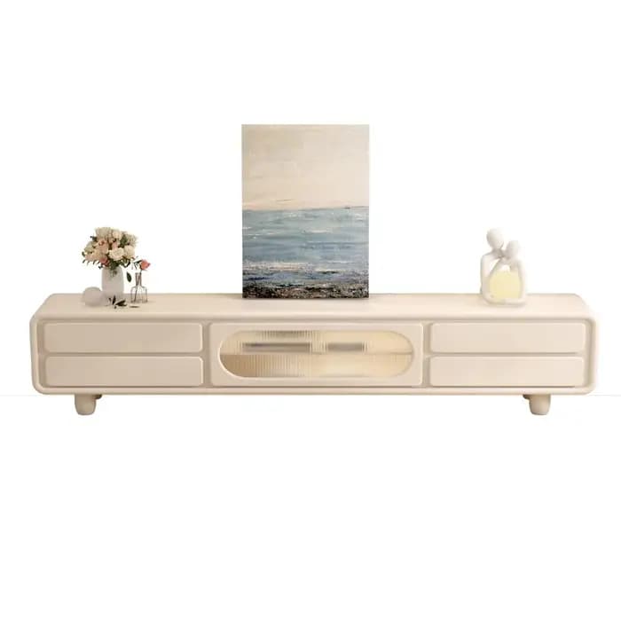 Meuble TV console de sol, Meuble TV floral cannelé, Meuble TV pour canapé, Meuble TV îlot, Meubles d