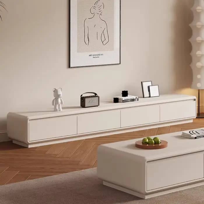 Meuble TV de salon blanc en bois
