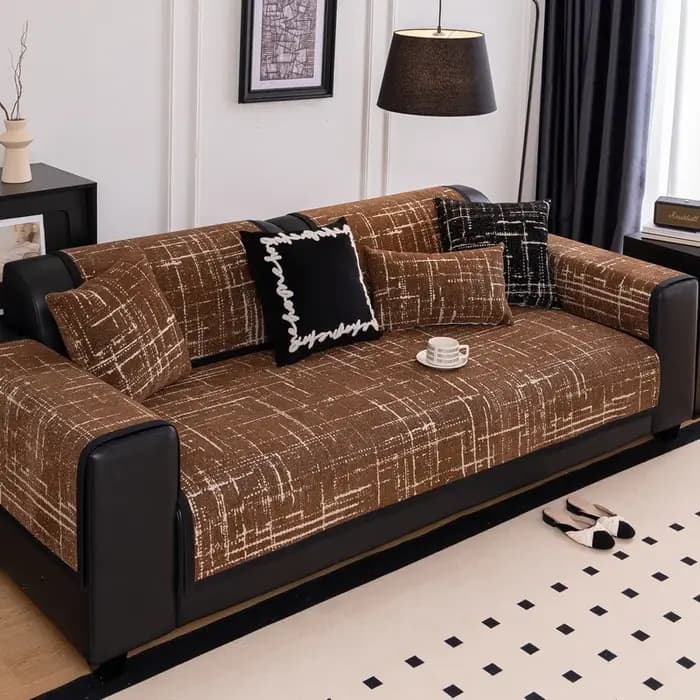 Housse de canapé de luxe légère et moderne, en tissu, antidérapante et à rangée droite fixe, douce,