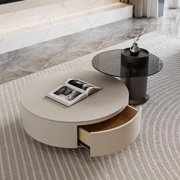 Tiroirs Salon Table basse Design organisateur Tables minimalistes italiennes rondes Premium Mesa auxiliaire