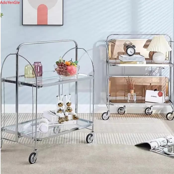 Table d'appoint mobile en verre transparent