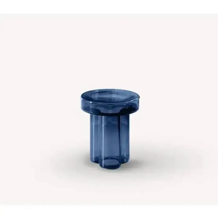 Table d'appoint ronde en verre transparent ambré