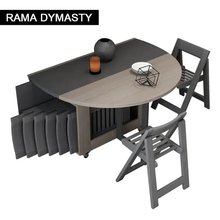 Table à manger ronde multifonctionnelle avec 4 chaises, meubles pliants, yemek masasi, mode