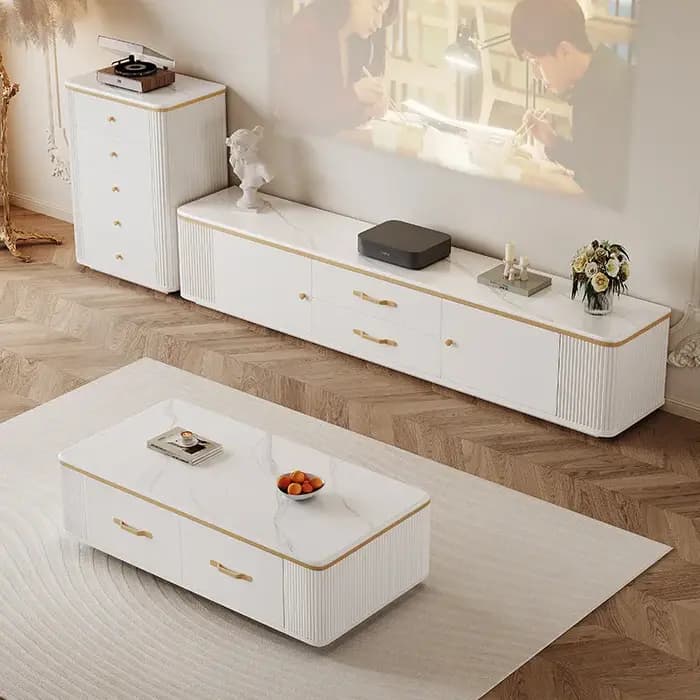 Meuble TV sur pied en bois massif