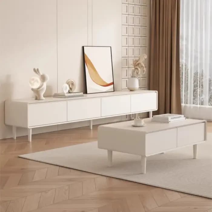 Meuble TV d'angle de luxe minimaliste avec rangement et pieds