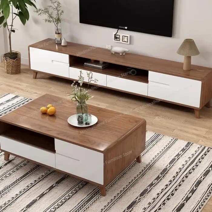 Meubles TV muraux en bois blanc avec tiroirs de rangement, supports TV modernes et esthétiques pour