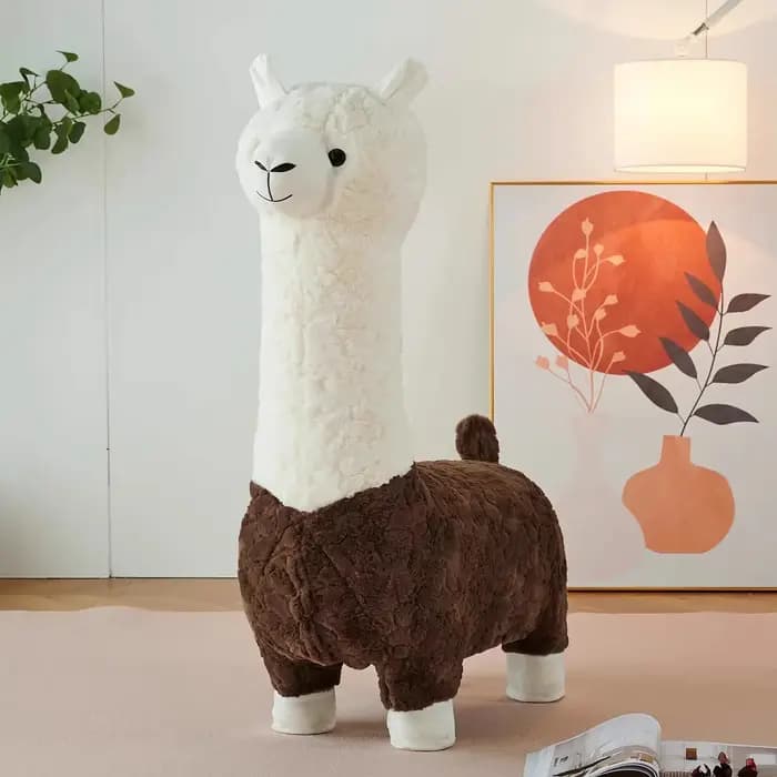 Tabouret surdimensionné en alpaga, siège d'animal en peluche créatif et célèbre sur Internet, décora