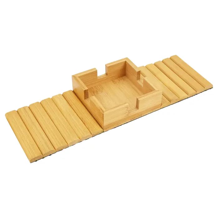 Plateau d'accoudoir de canapé en bambou avec porte-gobelet et base antidérapante en feutre, table d'