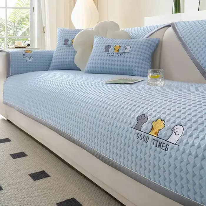 Nouvelle Housse de Canapé Anti-Dérapante en Tissu Solide pour Salon