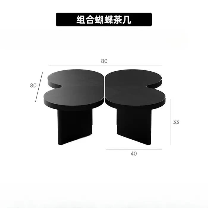 Table basse noire irrégulière Japandi