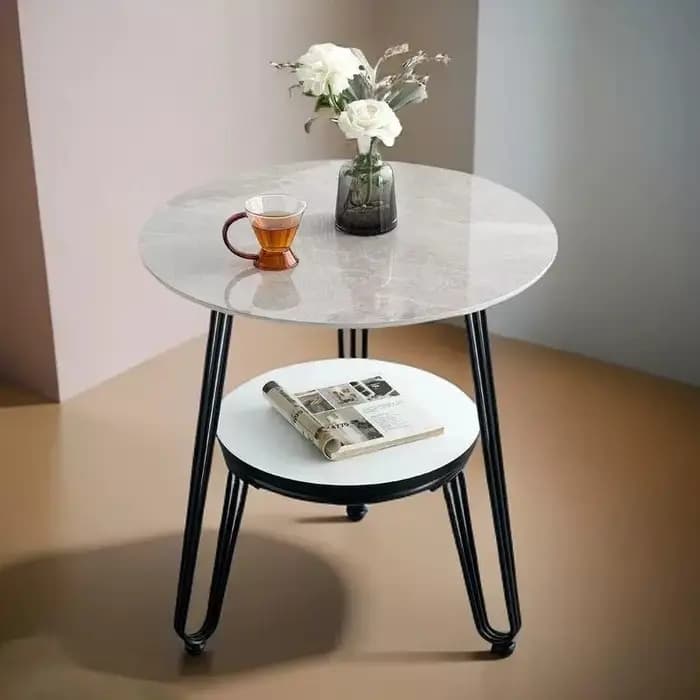 Tables basses rondes de salon, tables d'appoint modernes minimalistes à double niveau, tables basses rondes rétro pour couloir, meubles de maison