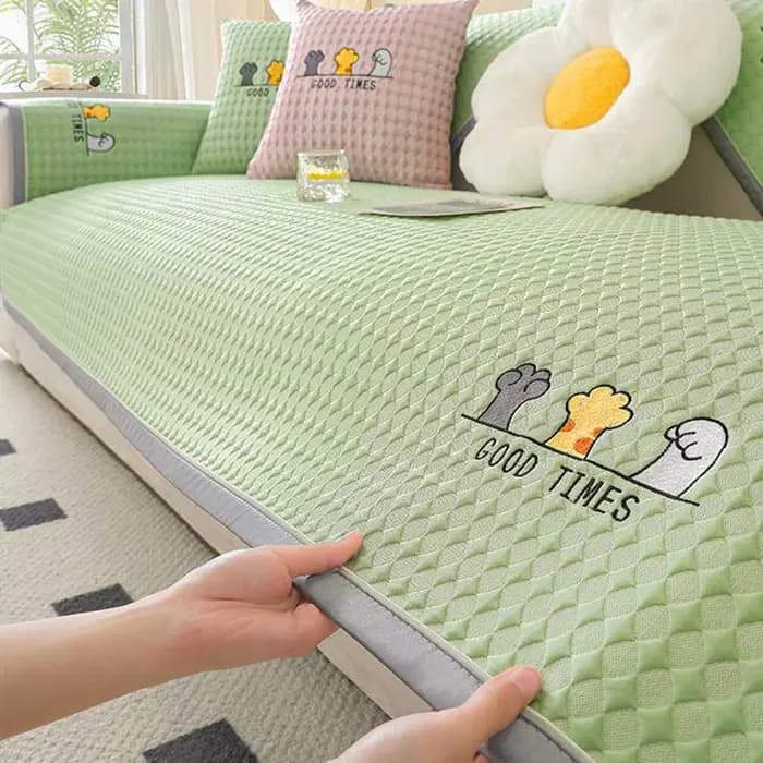 Nouvelle Housse de Canapé Anti-Dérapante en Tissu Solide pour Salon