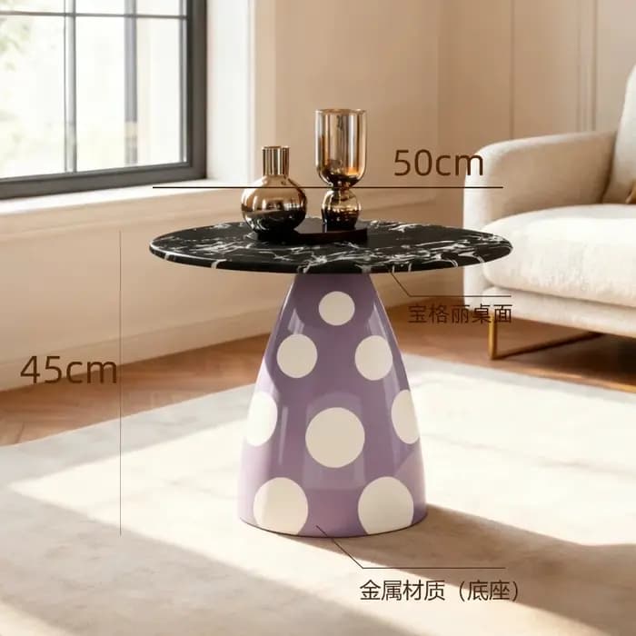 Table d'appoint ronde moderne de luxe léger, couleur crème, pour salon, table basse créative pour la maison