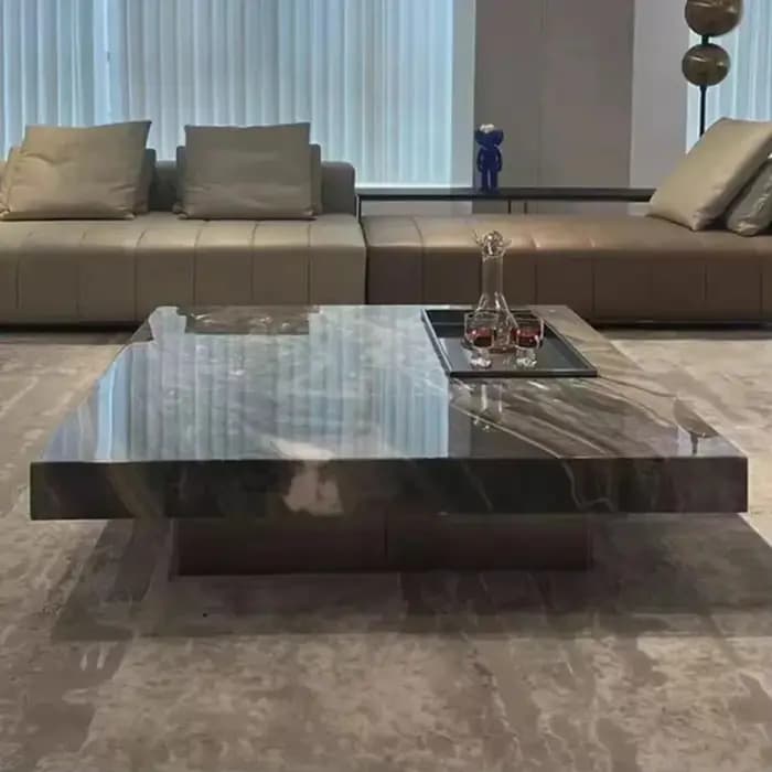 Table basse moderne de luxe en pierre frittée