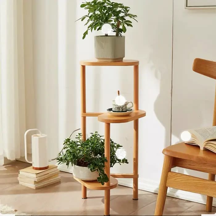 Support d'angle pour plantes à 3 niveaux, étagère pour plantes en bambou, support pour Pot, échelle