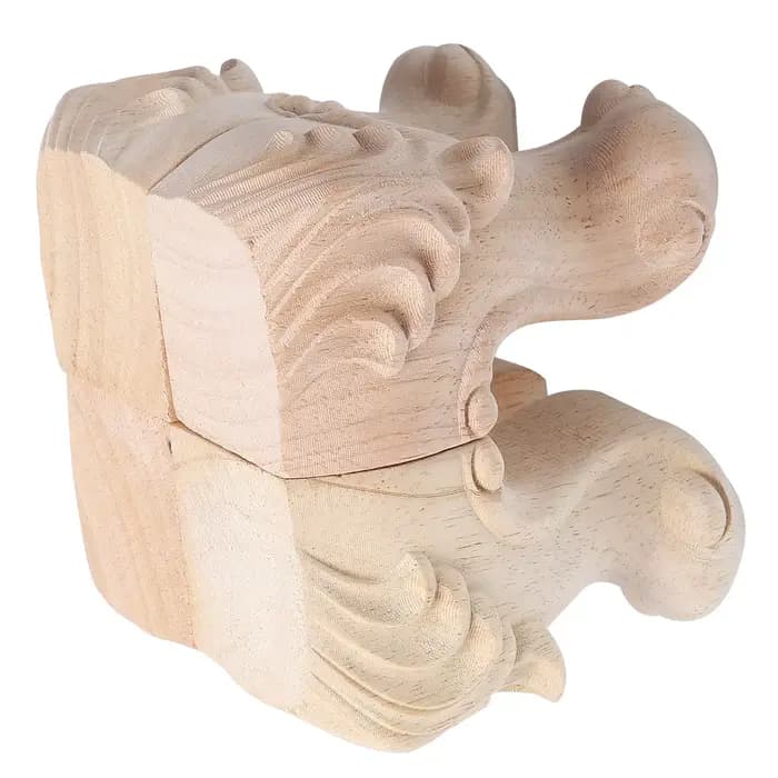 4 pièces pieds de meubles en bois massif sculpté Rose