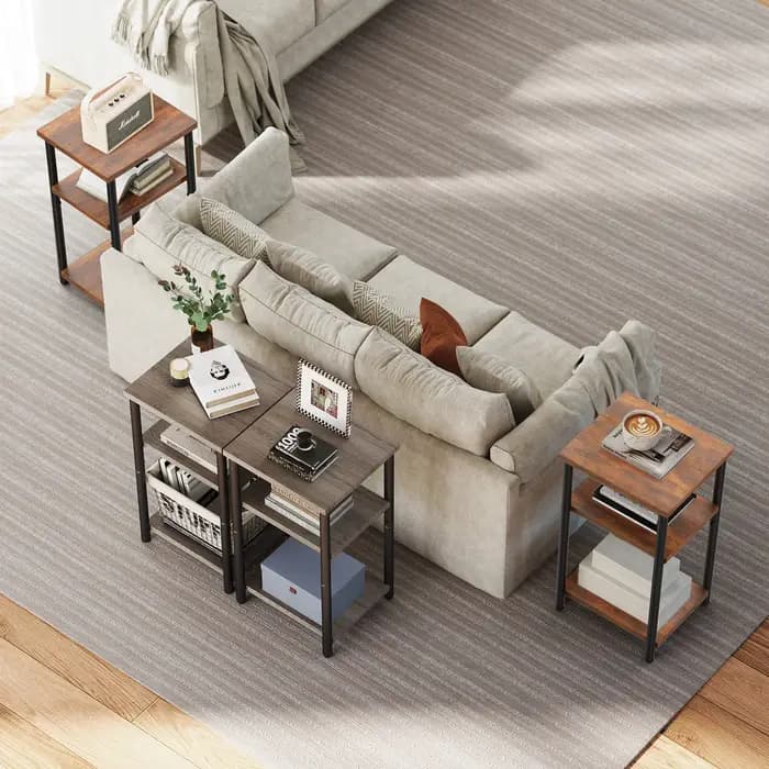Table d'appoint 3 niveaux MCQ pour salon, table basse, étagère de rangement, table de chevet avec pi