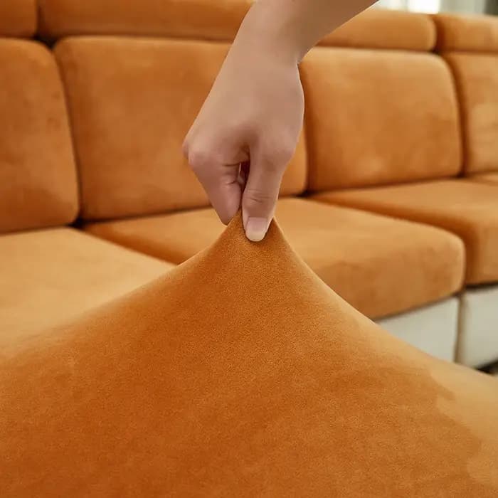 Juste de coussin de canapé en velours extensible