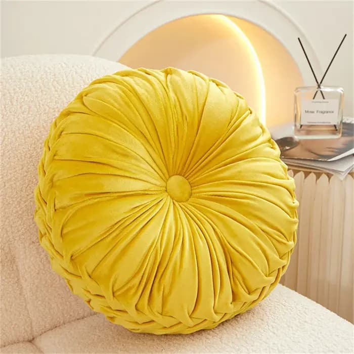 Coussin rond plissé en velours pour canapé, chaise, lit, voiture, coussin de sol coloré, décoration