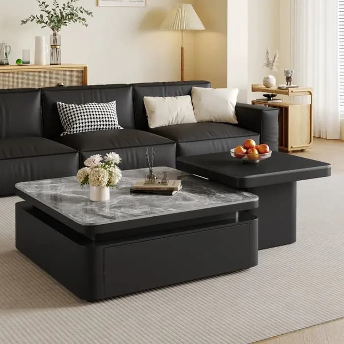 Table basse de salon moderne de luxe avec rangement intégré