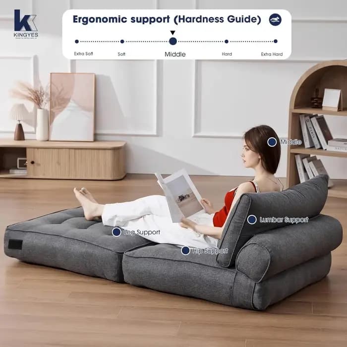 Chaise-lit pliante, chaise convertible 3 en 1 avec oreiller, chaise futon pliable pour salon, person
