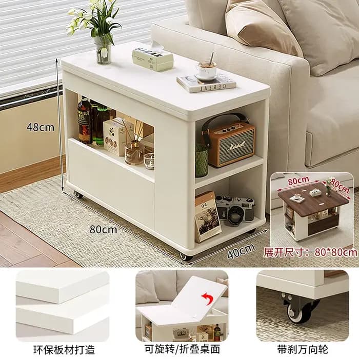 Tables basses pliantes multifonctionnelles avec roulettes