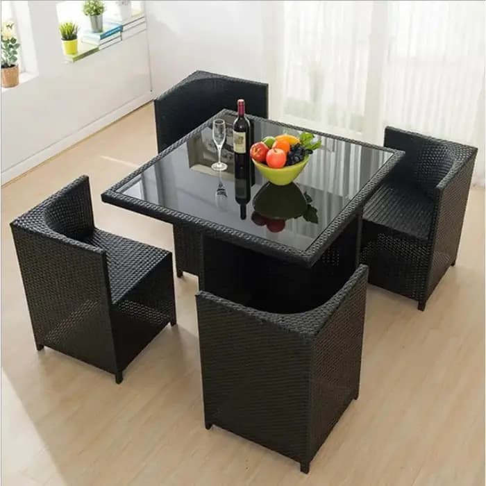 Mobilier d'extérieur en osier blanc imperméable de haute qualité, 4 ensembles de Tables et chaises d