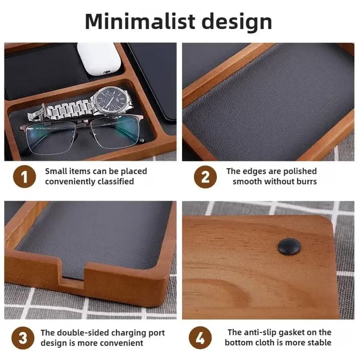 Boîte de rangement de bureau en bois avec grille