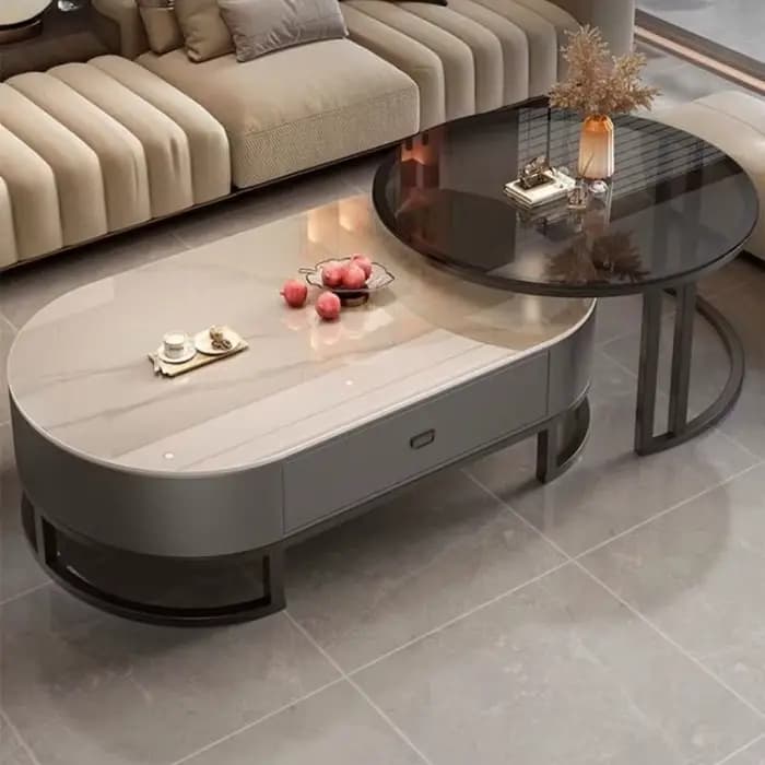 Table basse en marbre pour carnet de notes
