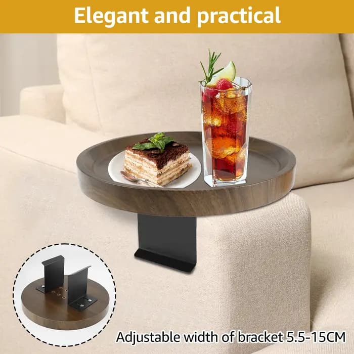 Plateau de rangement pour accoudoir de canapé en bois