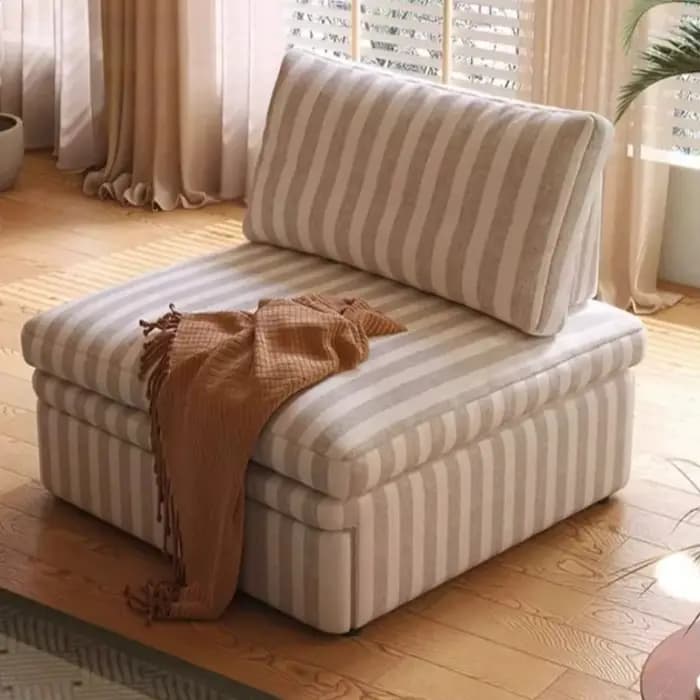 Canapé-lit pliable en tissu lin rayé