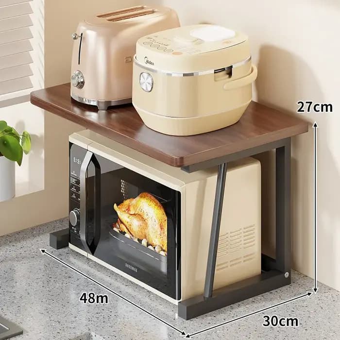 Étagère de rangement pour four à micro-ondes, support en bois et métal pour comptoir de cuisine, org